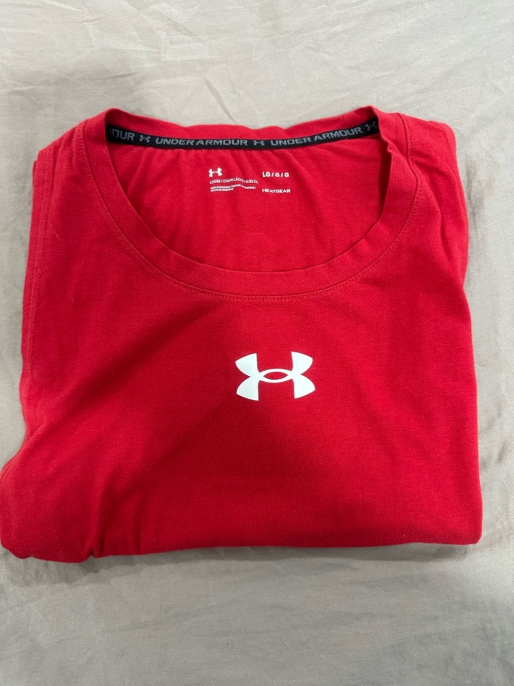 Under Armour Red Men's Athletic Tank Top with White Logo - Picture 4 of 4